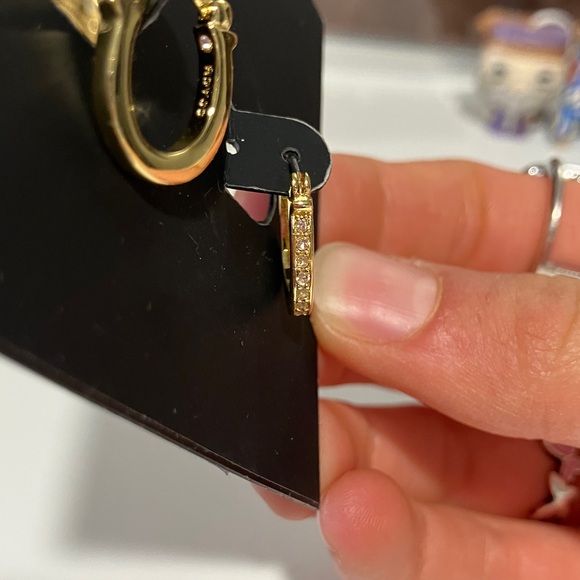 Coach Pave Signature Huggie Earrings - Picture 2 of 4